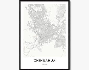 Chihuahua Map Poster, Minimalist City Print, Mexico Wall Art