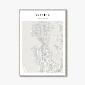 Seattle Map Poster, Seattle Map Print, Seattle Travel Wall Art, Seattle Personalized Map, Washington