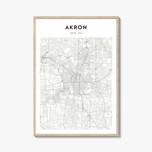 Akron Map Poster, Akron Map Print, Akron Travel Wall Art, Akron Personalized Map, Ohio
