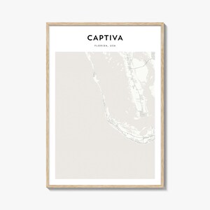 Captiva-kaartposter, Captiva-kaartafdruk, Captiva Travel Wall Art, Captiva-kaart, gepersonaliseerde kaart, Florida
