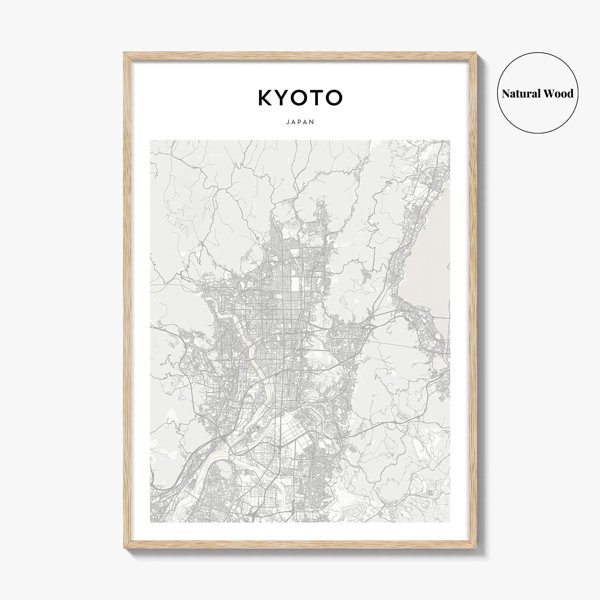 絵画 KYOTO Artirt High-quality REAL  SILVER Kyoto Map Print, Japan Poster, Nippon Wall Art, Kansai Custom