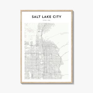 Cartaz do mapa de Salt Lake City, impressão do mapa de Salt Lake City, arte de parede de viagem de Salt Lake City, mapa personalizado de Salt Lake City, Utah
