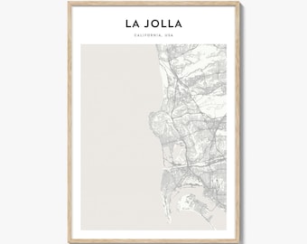 La Jolla Map Print, California Poster, USA Wall Art, San Diego Custom Street Decor