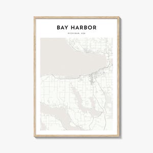 Bay Harbor Map Poster, Bay Harbor Map Print, Bay Harbor Travel Wall Art, Bay Harbor Personalized Map, Michigan
