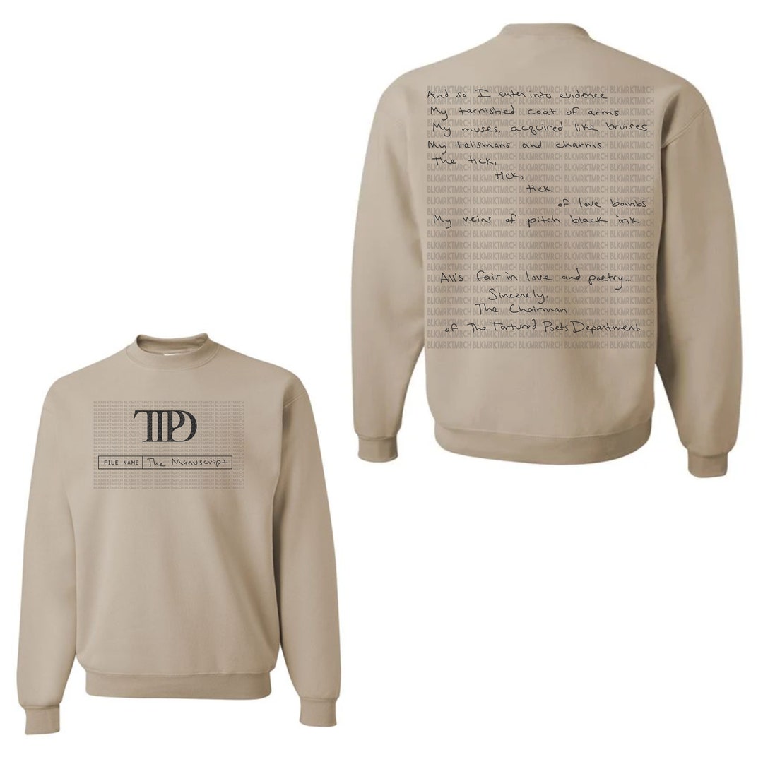 The Manuscript TTPD Taylor Swift New Album Sweatshirt - Etsy
