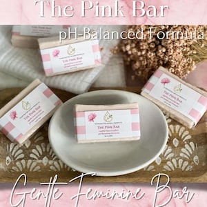 The Pink Bar, Pink Feminine Cleansing Bar, Gentle pH-Balanced Soap, Tea Tree Lavender Chamomile Essential Oils