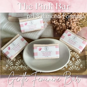 The Pink Bar, Gentle Feminine Bar, pH-balanced feminine cleansing bar, yoni cleansing bar, feminine soap, yoni soap, pHneutral cleansing bar