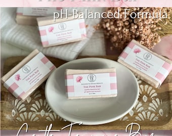 The Pink Bar, Gentle Feminine Bar, pH-balanced feminine cleansing bar, yoni cleansing bar, feminine soap, yoni soap, pHneutral cleansing bar