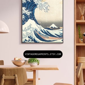 Tsunami Print by Hokusai.