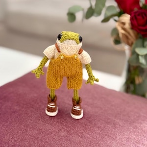 Amigurumi Frog Plush, Knitted Organic Toy, Handmade