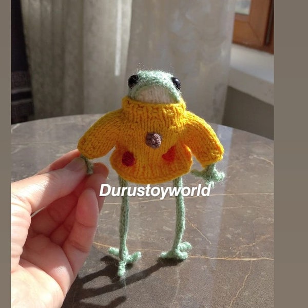 Cute Lovely Green Frog, Finished Toy, Little Frog Crochet Amigurumi Toy, Green Froggy, Amigurumi Doll