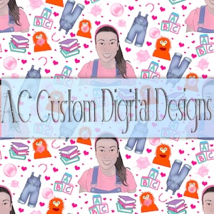 Ms Rachel png, ms Rachel seamless repeating pattern, ms Rachel and herbie icky sticky bubble gum, songs for littles png, ms Rachel clipart