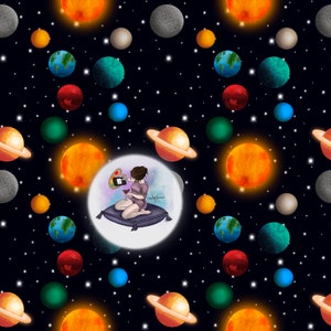 Solar system stars seamless pattern. Solar system sublimation images, solar system background screen saver galaxy planets