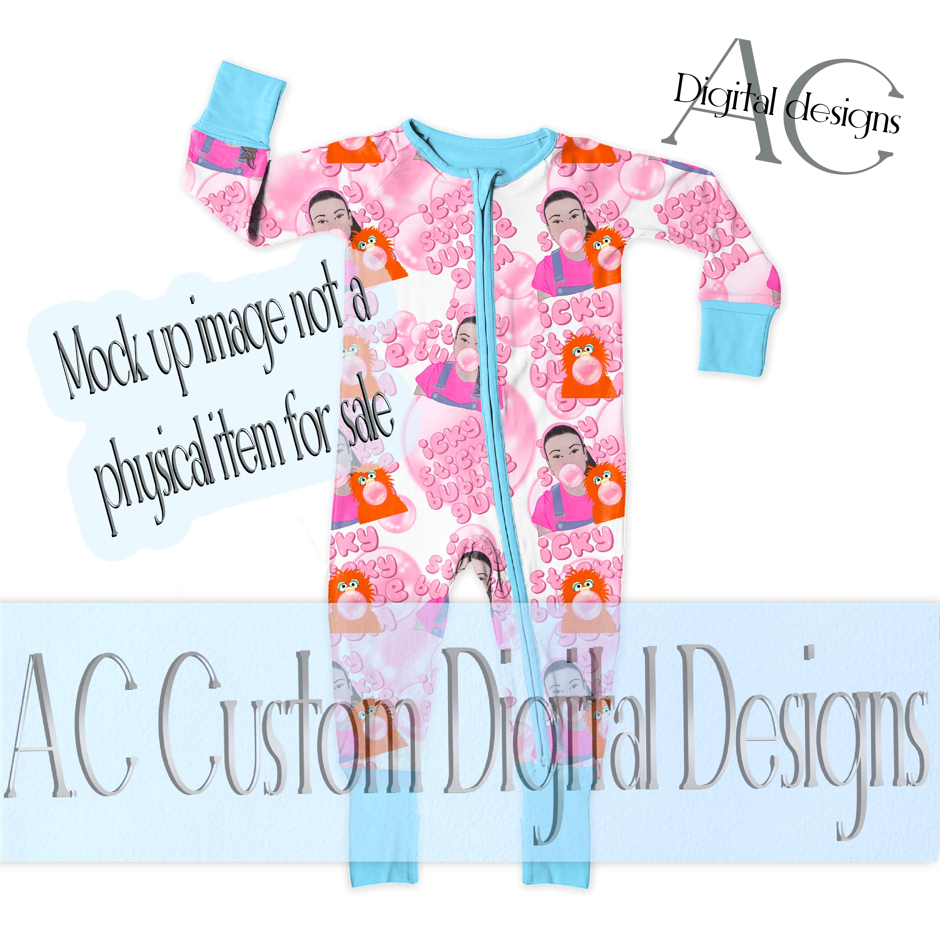 Ms Rachel and Herbie Icky Sticky Bubble Gum Repeating Seamless Image