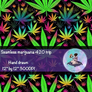Nahtlose 420 trippy Marihuanablätter-mehrfarbige Regenbogentopfblätter-Becherverpackung 420-420 freundlich-handgezeichnete 420