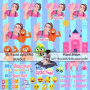 Ms Rachel PNGs mega bundle-songs for littles clipart mega bundle-digital stickers-alpha pngs-Ms Rachel Herbie-herbie and Georgie-alpha PNGs