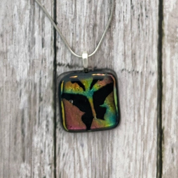 Luminescent Butterfly Dichroic Fused Glass Pendant