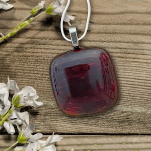 Deep Red Dichroic Fused Glass Pendant