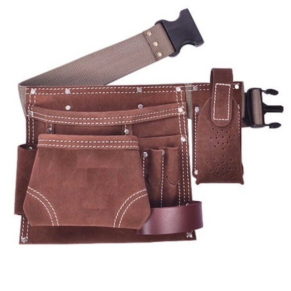 Premium Leather Tool Belt  6 Pockets Tool Apron Gift for Him or Her, Carpenter Electrician toolbelt free shipping