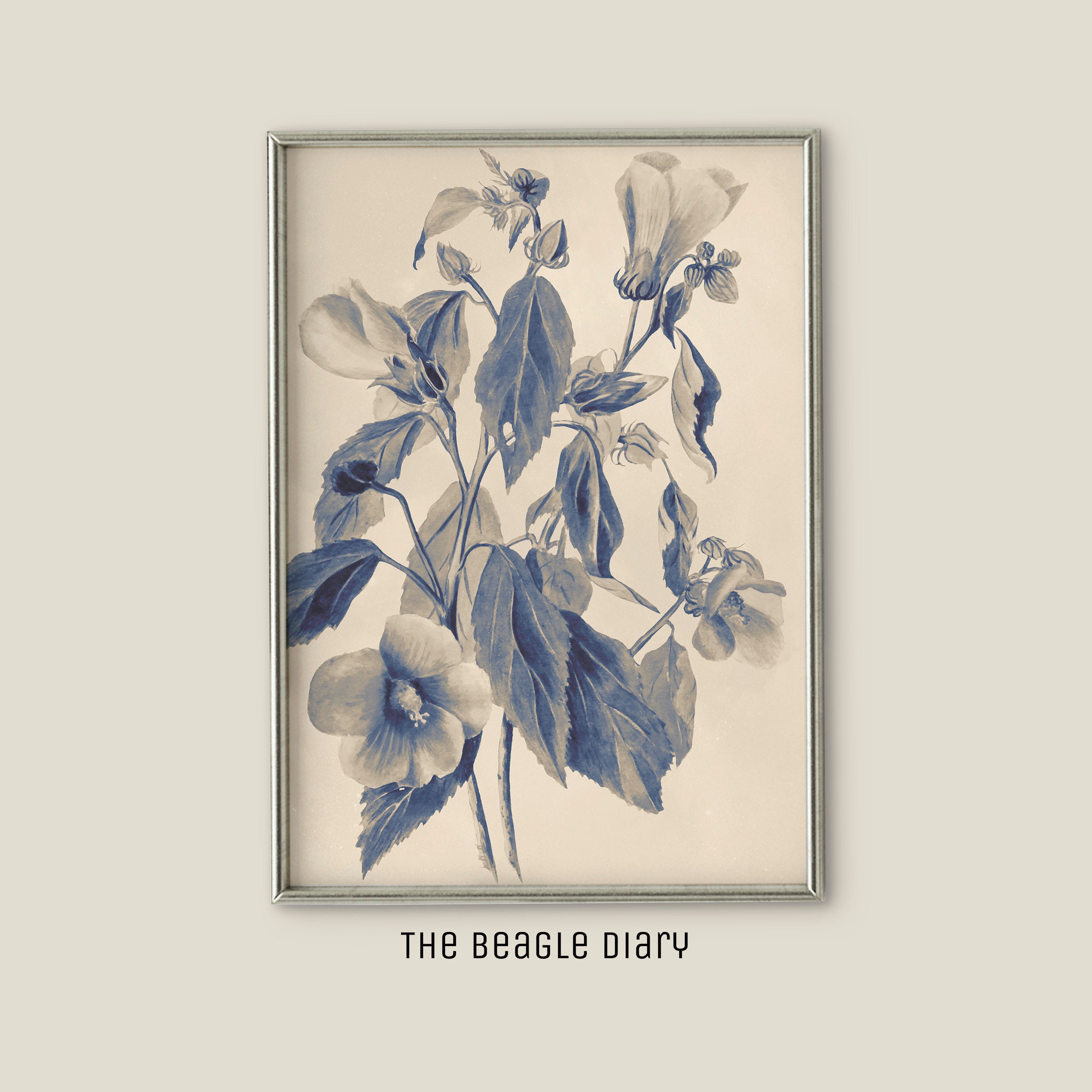Printable Set of 3 Botanical Illustrations/ Vintage Floral Prints/ Blue ...