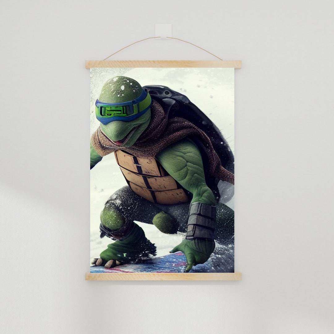 Turtle Snowboarding Wall Art Printable Wall Art Mountain Etsy
