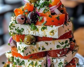 Receta de ensalada griega: Instrucciones paso a paso (descarga digital)