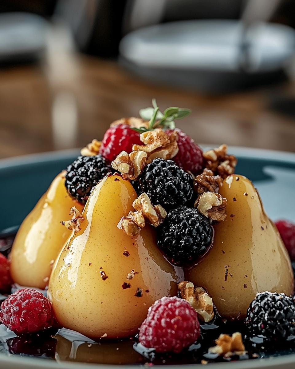 Poached Pears Recipe: Berry & Walnut Glaze (digital Download) - Etsy