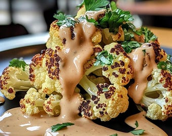 Receta de coliflor asada con salsa cremosa de tahini