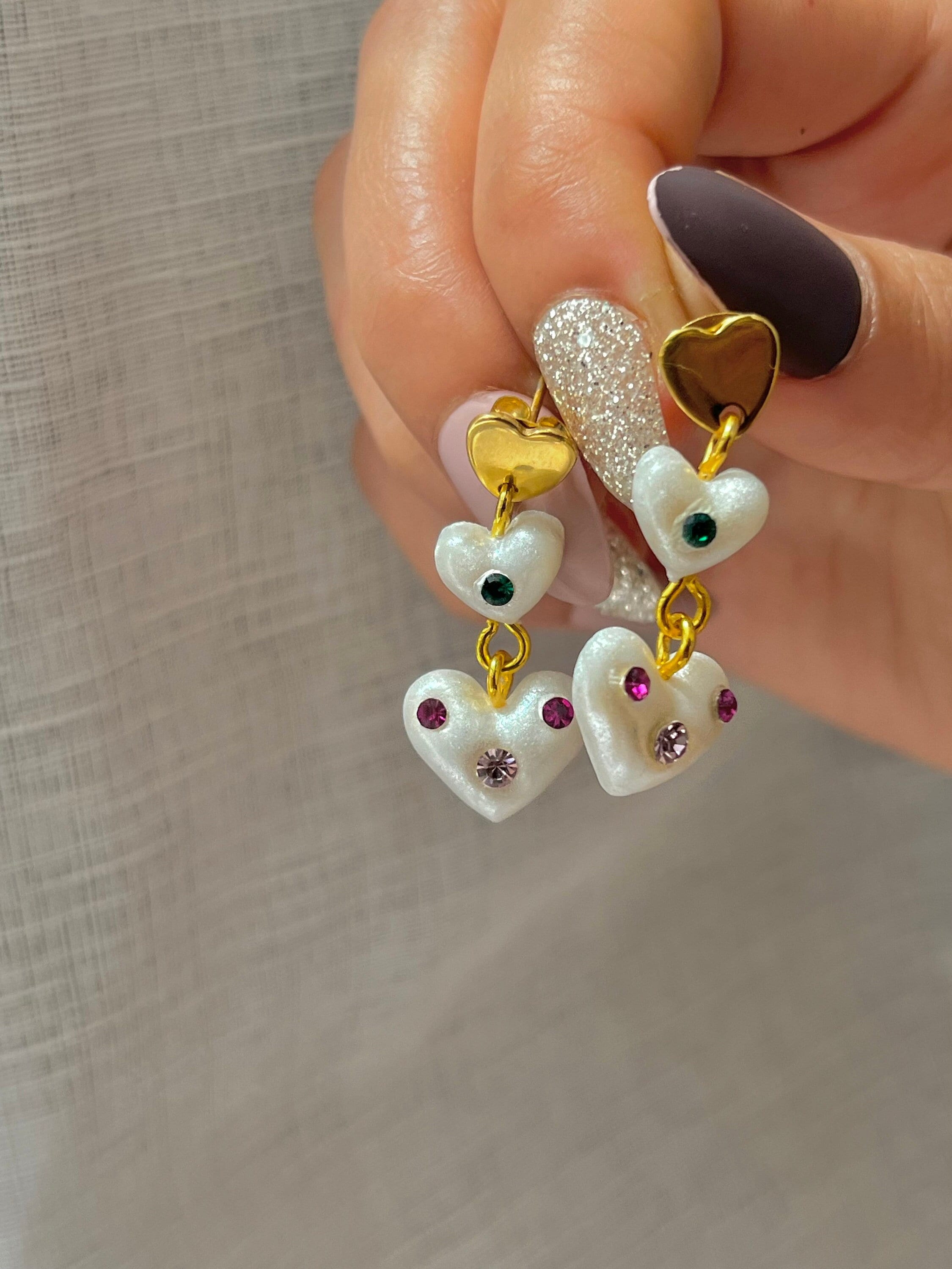 正規品♥threetimes♥Heart twist earrings Triple Heart Earrings - Etsy Canada