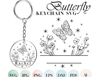 Butterfly Keychain SVG, Butterfly SVG, Keychain svg, Monogram Svg, Butterfly Monogram svg, Dxf