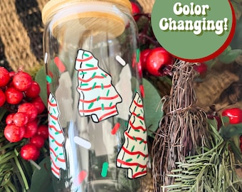 Christmas Tree Cake Color Changeable Iced Coffee Glass, Christmas Snack Cup, Xmas Glass, Beer Glass Candy, Christmas Gift, Cake Tree