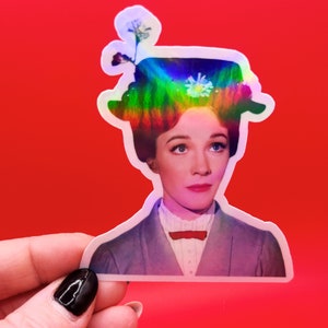 Marry Poppins Holographic Waterproof Vinyl Sticker, Mary Poppins Sticker, Laptop Sticker, Water Bottle Sticker, Car Vinyl Sticker, Car Decal