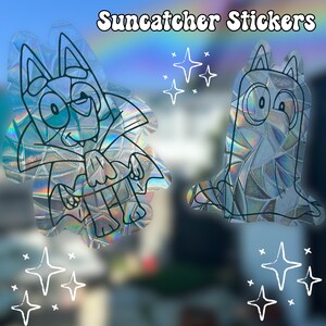 Bluey Halloween Suncatchers Bluey Rainbow Maker/ Window Car Decal Home Decor Housewarming Gift Stocking Stuffer 2-Pack
