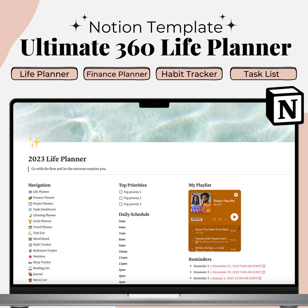 NOTION TEMPLATE, 2023 Digital Planner Notion, Ultimate Planner Notion