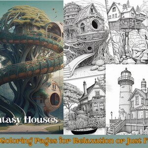 Fantasy House Coloring Book for Adults | Printable Instant Download