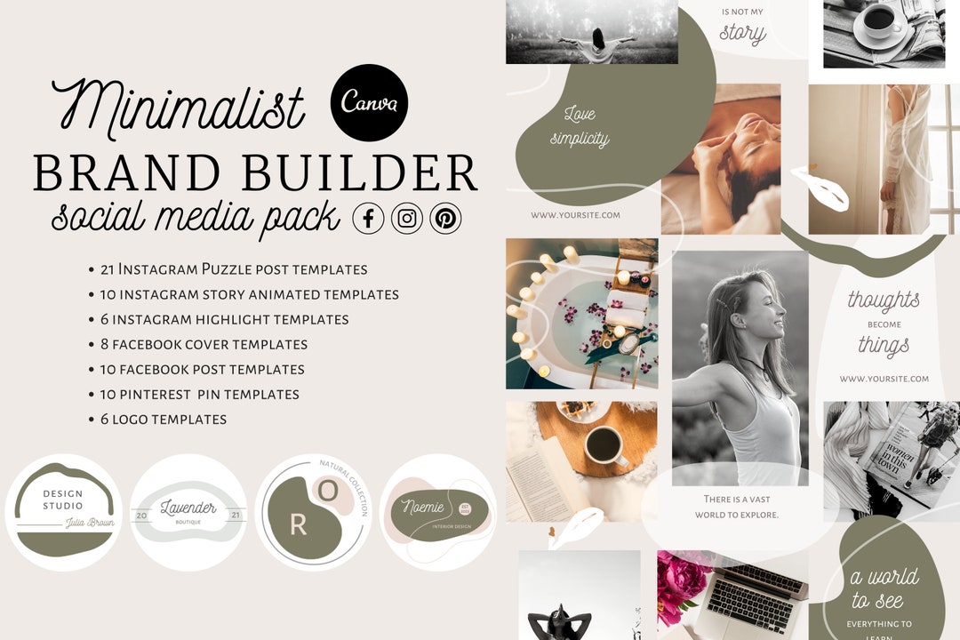 Canva Minimalist Social Media Brand Kit Instagram Template - Etsy