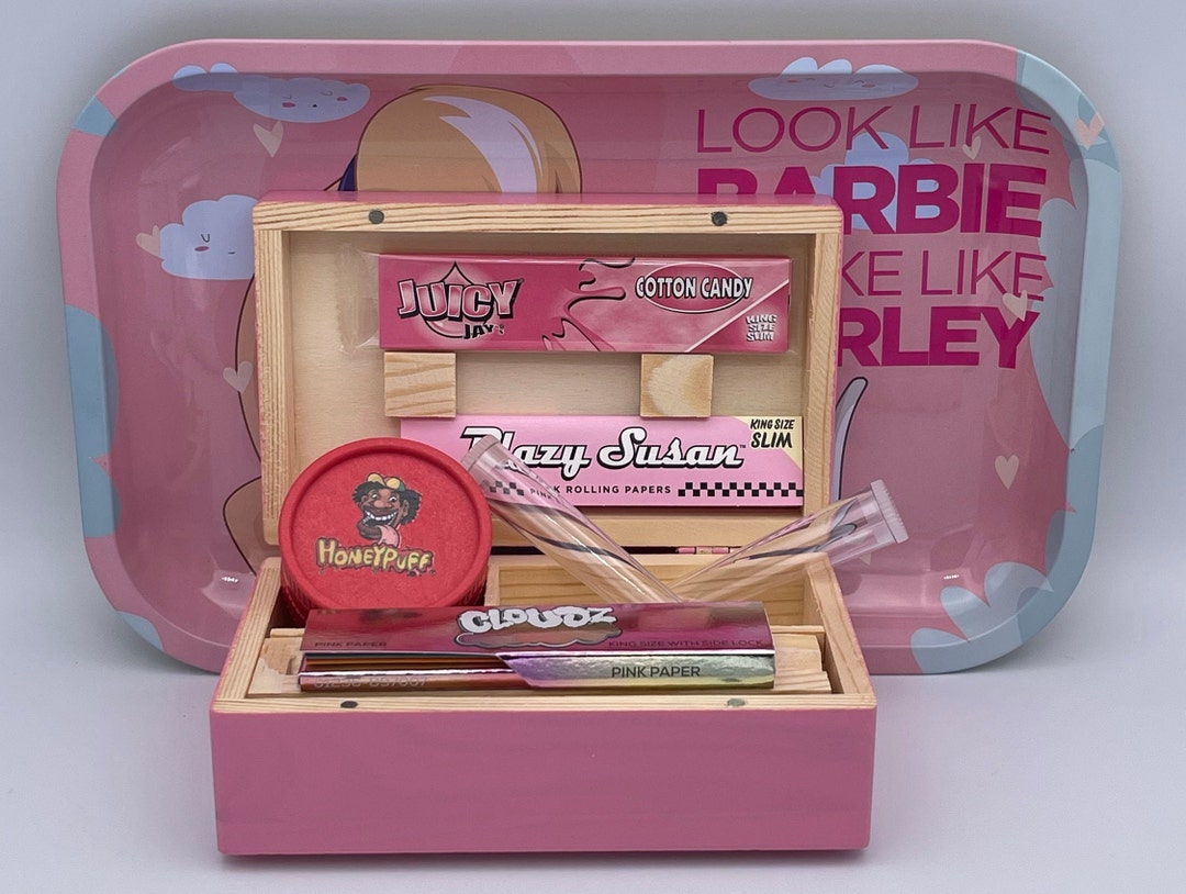 Pink Smoking Gift Set/pink Rolling Tray & Pink Box With Pink Etsy UK