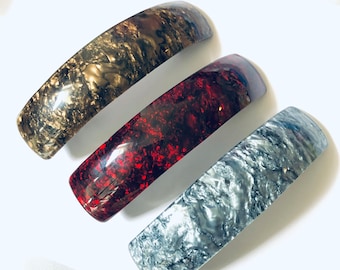 Pasador de pelo largo acrílico brillante/pasador francés en forma de L/pasador de pelo de resina geométrica de 4 pulgadas/pasador de pelo grueso/regalo de Navidad para ella