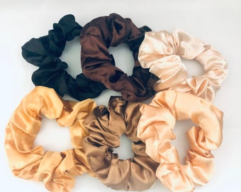 Coleteros de satén para el pelo / Accesorios de terciopelo para el pelo / Juego de 6