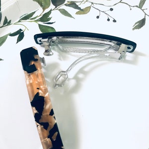 3.5&quot; Tortoise Shell French Barrette | Non-Slip French Acetate Barrette | Cellulose Barrette | Ponytail Hair Clip for Women | French Barrette