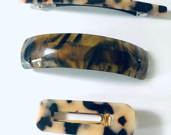 3PC 4” Non-Slip French Barrette |Tortoise Shell Hair Clip Barrette | Geometric Hair Clip Barrettes | Ponytail Hair Clip | Hair Clip for Her