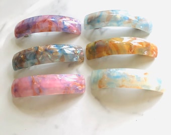 Pasador de concha antideslizante de 4'' / Pasador francés grande / Pasador geométrico para el cabello / Pasador grueso para el cabello / Pasador de resina acrílica dura