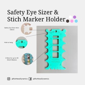 Stitch Marker Holder & Safety Eye Sizer – 2-in-1 Crochet - Amigurumi Tool
