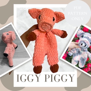 Pig Snuggler- No-Sew Crochet Pattern - Farm Animals - Easy PDF -Beginner to Advanced with Photos, Instant Download