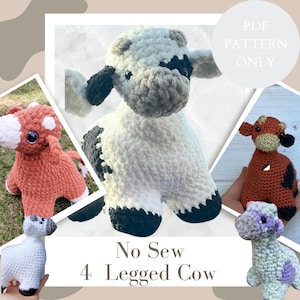 No-Sew Crochet Cow Pattern: Amigurumi Farm Animal (PDF Pattern)