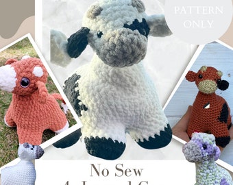 No-Sew Crochet Cow Pattern: Amigurumi Farm Animal (PDF Pattern)