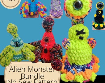 Halloween Monster Crochet Pattern Bundle: No-Sew Alien Toy (PDF Pattern)
