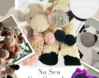 No-Sew Cow Snuggler Crochet Pattern: Highland Cow, Beginner Friendly (PDF)