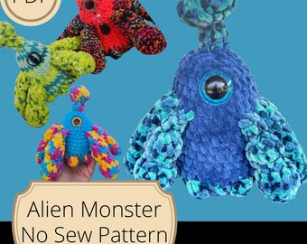 Alien Monster #1 - No Sew - Market Make - beginner friendly pdf pattern - FALL -HALLOWEEN