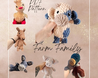 Farm Animal Crochet Pattern Bundle: No-Sew Amigurumi Snugglers (PDF)